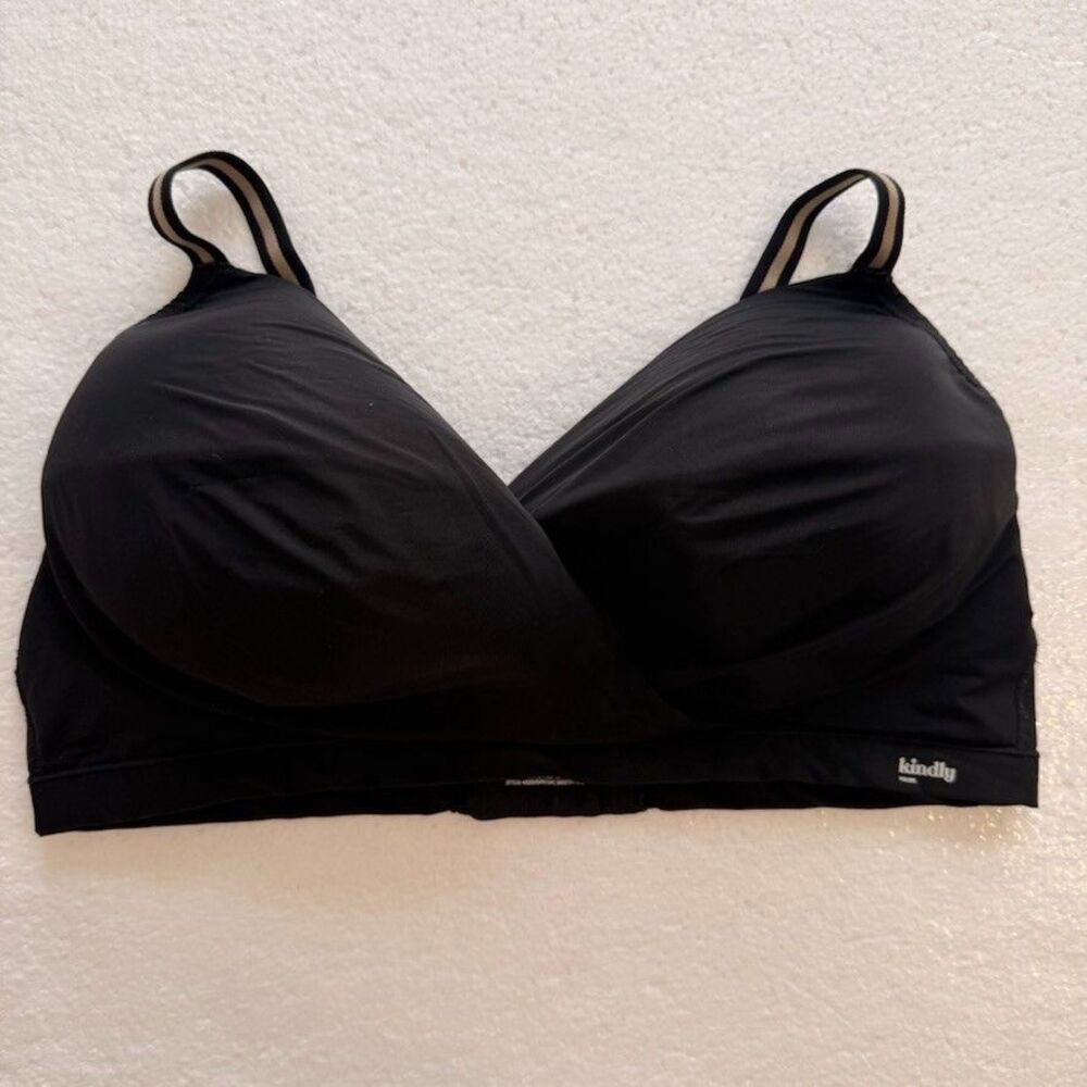 Kindly Yours Women's XXL Bra Black Padded So Comfy Micro Wire-Free Adjustable